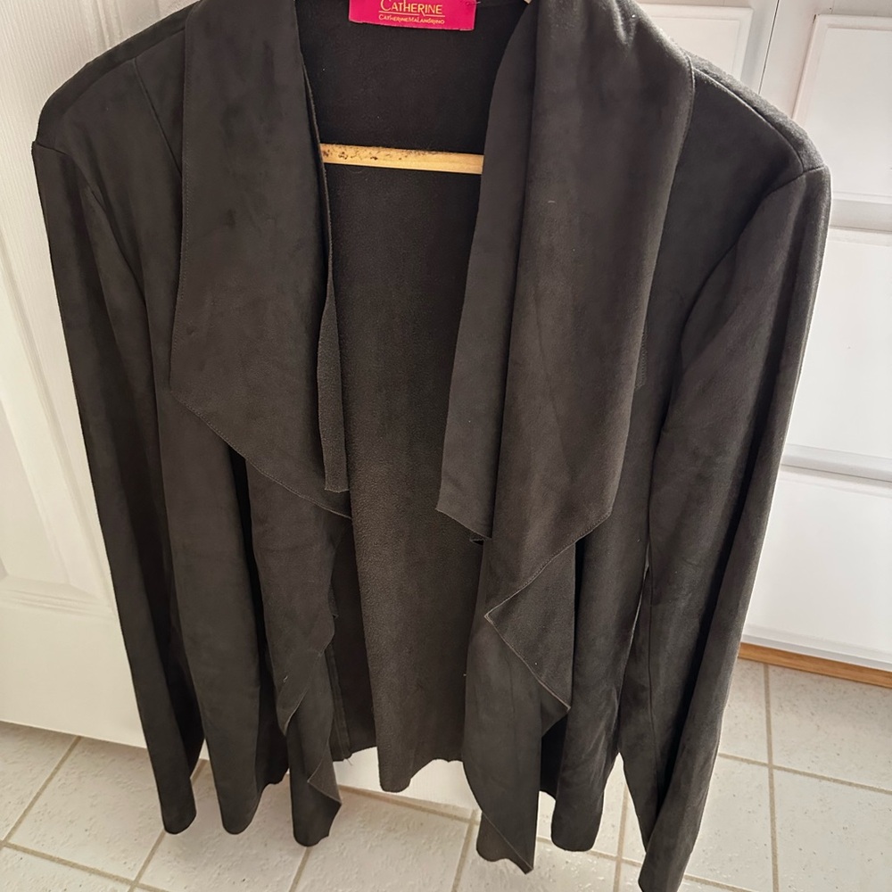 Catherine Malabandrino stretchy Olive faux suede Jacket, XL